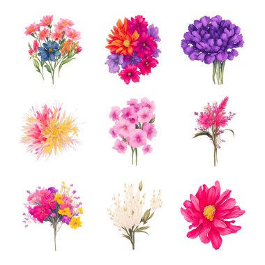 Yumuşak renklerde suluboya buketler koleksiyonu
