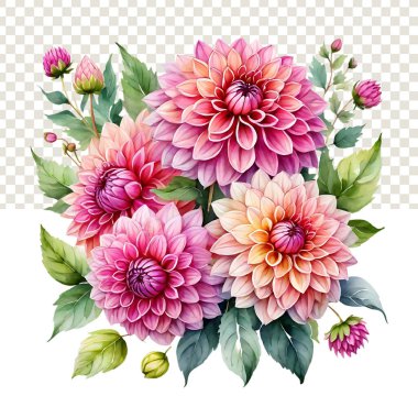 Natural beauty of dahlia flower on transparent background