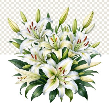The natural beauty of white lily on a transparent background