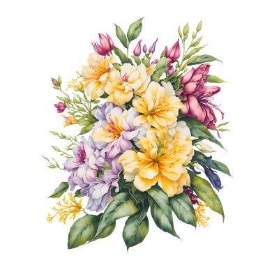 Güzel vektör suluboya yaz buketi kır çiçekleriyle