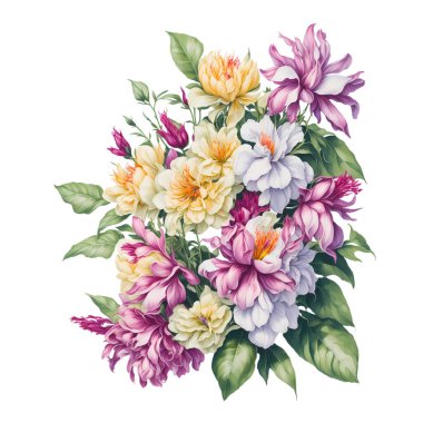 Güzel vektör suluboya yaz buketi kır çiçekleriyle