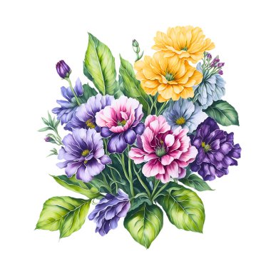 Güzel vektör suluboya yaz buketi kır çiçekleriyle