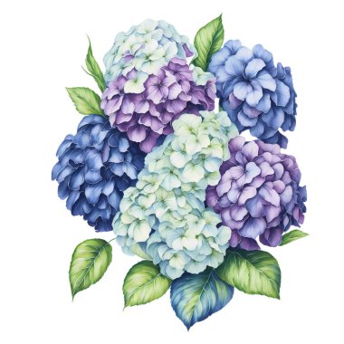 Şeffaf arkaplanda bahar çiçekleri olan suluboya buket