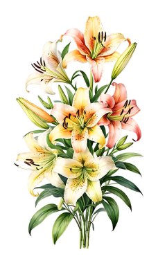 Suluboya tarzında güzel çiçekler.