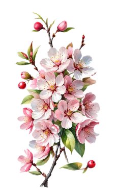 Güzel bahar çiçekleri, suluboya resim.