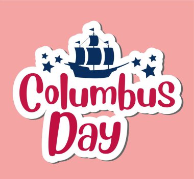 Columbus Day in red background 