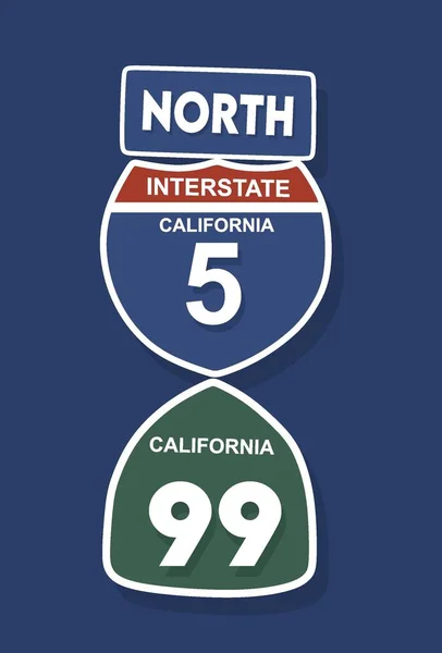 North Interstate Kalifornien Schild — Stockvektor