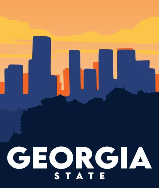 État Géorgie Avec Belle Vue — Image vectorielle