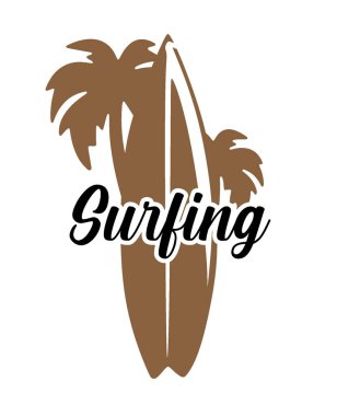 Beyaz arkaplan ile sörf metni