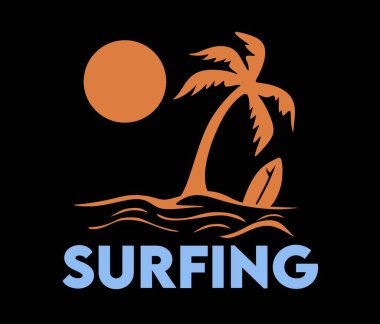 Siyah arkaplan ile sörf metni