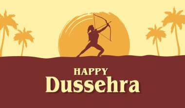 mutlu dussehra vektör çizim