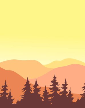 Güzel gökyüzü ve güzel doğal manzaranın silueti