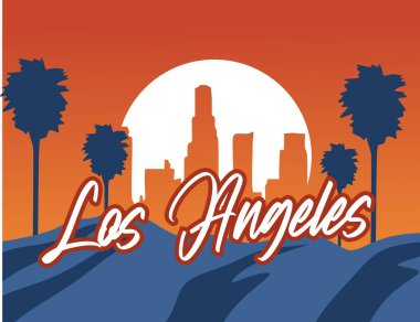 Güzel gökyüzü ile Los Angeles şehir silueti