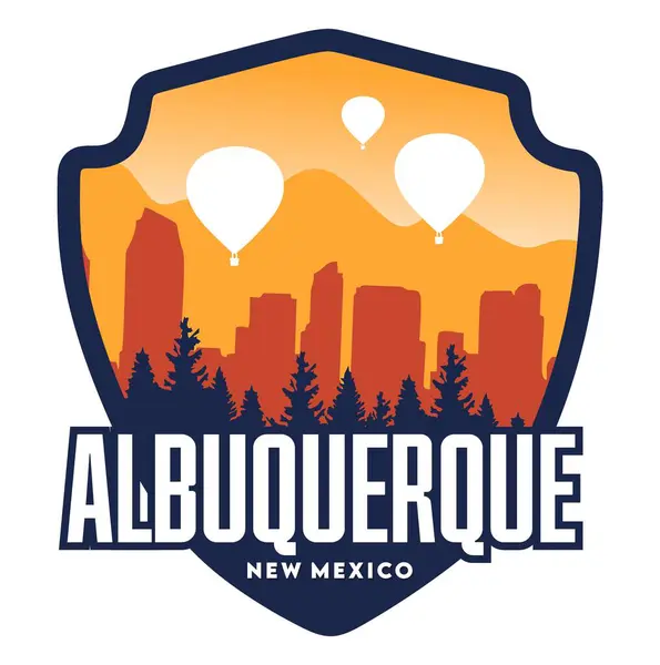 stock vector Albuquerque New Mexico with a beautiful backdrop of New Mexico scenery