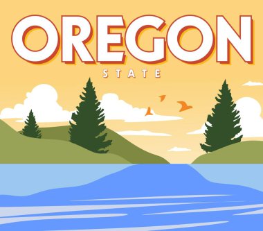 Oregon Eyaleti 'nde yeşil çimenler ve ağaçlar