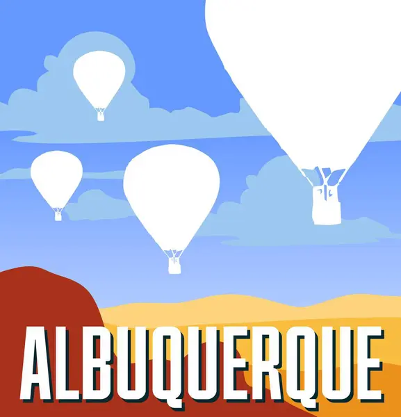 stock vector albuquerque new mexico with hot air balloon silhouette