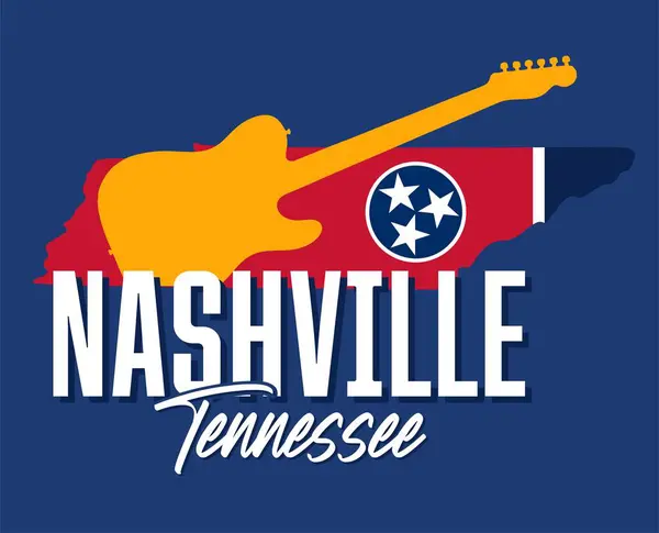 Gitar siluetiyle Nashville Tennessee