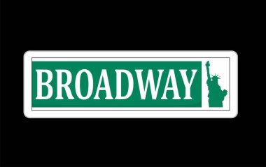 Broadway New York City tabelası siyah arkaplanda