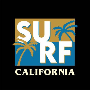 Palmiye ağacı siluetleri ve siyah arkaplan ile Kaliforniya sörfü