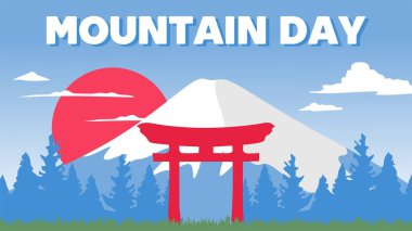 Yüksek dağlarla mutlu Japon Dağları Günü