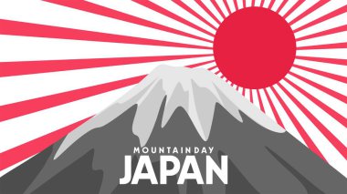 Yüksek dağlarla mutlu Japon Dağları Günü