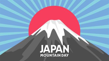 Yüksek dağlarla mutlu Japon Dağları Günü