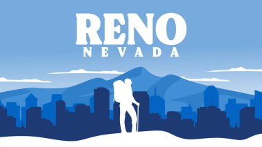 Reno Nevada şehri gökyüzü arka planına sahip Birleşik Devletler