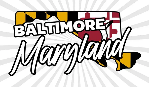 stock vector baltimore maryland united states with maryland state flag