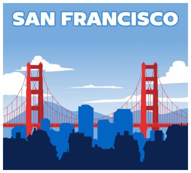 Güzel mavi gökyüzü manzaralı San Francisco California