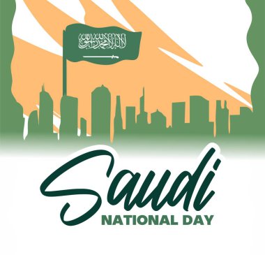 Suudi Arabistan ulusal bayrağıyla Suudi Arabistan Günü