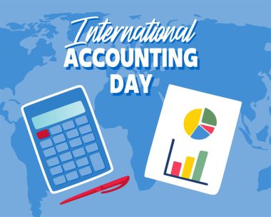 Hesap makinesiyle mutlu uluslararası muhasebe günleri.