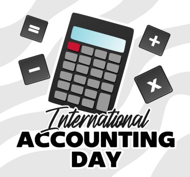 Hesap makinesiyle mutlu uluslararası muhasebe günleri.