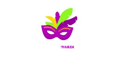 Renkli maskeli Mardi Gras