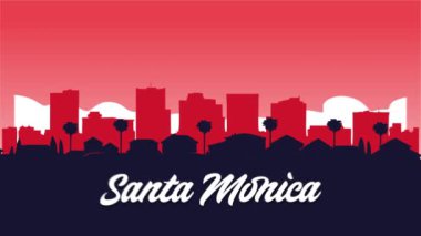 Palmiye ağacı siluetiyle Santa Monica California