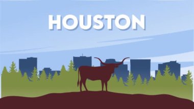 Houston Teksas boğanın siluetiyle