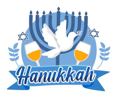 happy hanukkah day to all jewish people with hanukkah candles clipart