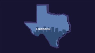 Texas harita silueti ile lubbock Texas