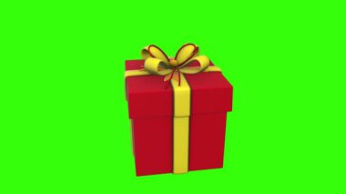 Yeşil ekran arkaplan ile dönen noel hediyesi kutusu