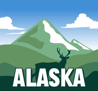 Güzel dağ ve gökyüzü manzaralı Alaska devleti