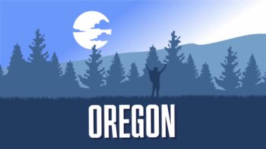 Orman ve dağ manzaralı Oregon Eyaleti