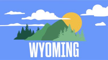Güzel gökyüzü ve dağ manzaralı Wyoming eyaleti