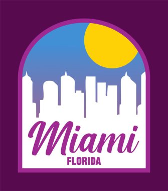 Baş ağaç siluetiyle Miami Florida