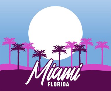 Baş ağaç siluetiyle Miami Florida