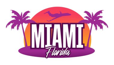 Baş ağaç siluetiyle Miami Florida