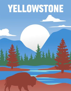 Yellowstone Ulusal Parkı, güzel doğal manzaralı.