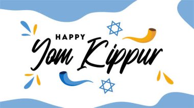 Trompetler ve Yom kippur süslemeleriyle iyi bayramlar.
