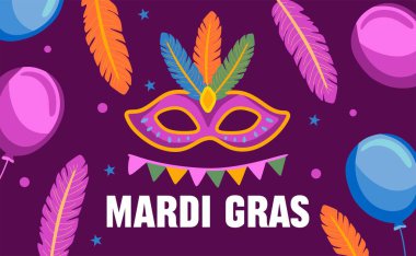 Mutlu Mardi Gras kutlamaları Mardi Gras maskesiyle