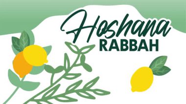 Mutlu hoshana rabbah yapraklı ve limonlu
