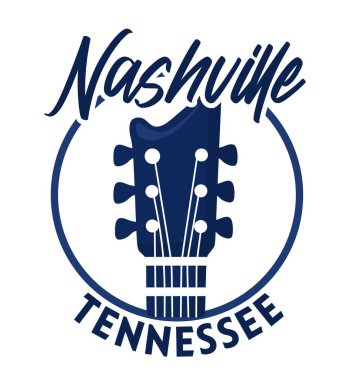 Mavi gitar siluetiyle Nashville Tennessee