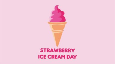 Lezzetli çilekli dondurmayla mutlu çilekli dondurma günü.